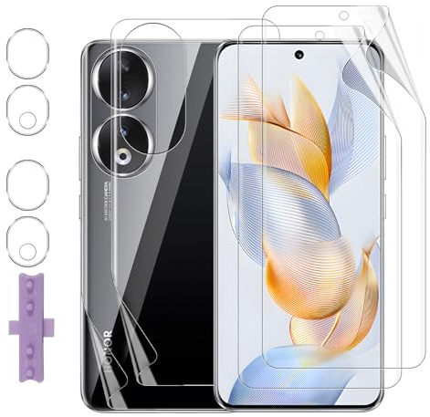 Lutree Protector de Pantalla para Honor 90 5G, 2+2+2 Piezas TPU Pantalla Protector+Flexible Trasera Película Protectora+Cristal Templado Protector de Lente de Cámara, Anti-Arañazos Cobertura Completa
