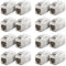 deleyCON 16 Stück CAT 7 Kupplung Keystone Metall 2X RJ45 Buchse Verbinder für RJ45 Patchkabel 600 MHz 10 Gbps LAN DSL Ethernet und Nutzbar als Keystone - Silber