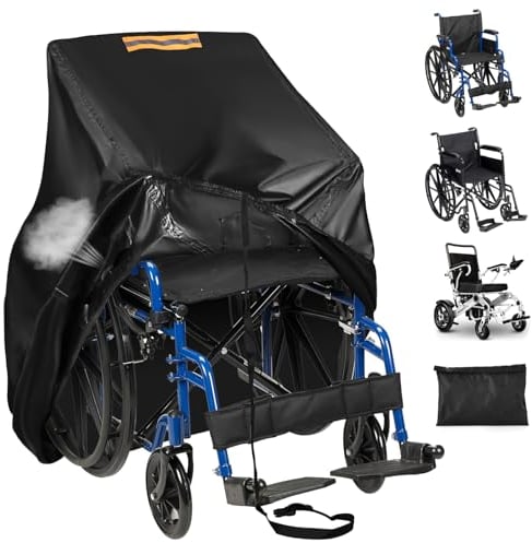 Rollstuhl Abdeckung,Durable 420D Wasserdichte Abdeckung für Rollstuhl / Elektrorollstuhl,UV-beständig,Universal Rollstuhlabdeckung mit Wasserdichten Streifen,Reflexstreifen Griffe,Belüftungsöffnungen