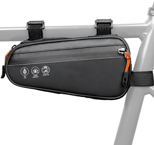 WOTOW Bike Triangle Frame Bag, 1.2L Waterproof Multi Angle Cycling Reflective Bicycle Top Tube Phone Storage Pouch for Road Mountain Cycling