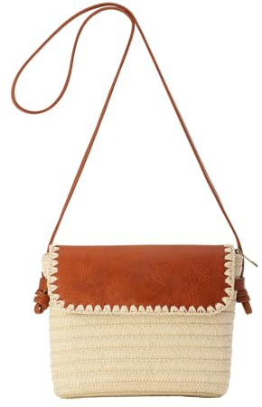 Ynport Crefreak Femmes Paille Sac À Bandoulière Petit Sac À Bandoulière Paille Tissé Hobo Sac Plage Sac Fourre Tout Rabat Tenant Carré Pochette Sac, Beige