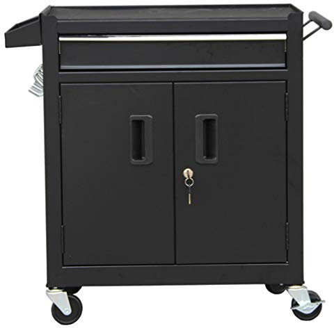 XNZJHPP Werkzeugwagen, 3-stöckig, verdickter 8 mm verzinkter Blech-Organizer, Lager 100 kg, mit Schloss, Werkzeugschrank
