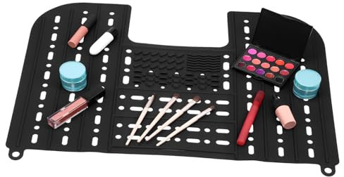 COLLBATH Faltbare Silikon Waschbeckenabdeckung 21.6X16.9 Zoll Mit Make-up Pinsel Reinigungsmatte Organizer Und Entwässerung Für Badezimmer Und Kosmetik