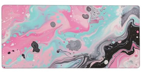 rosa Alfombrilla Ratón, Mousepad onda Grande Raton Gaming Alfombrilla XXl 700x400x3mm, Alfombrilla Escritorio con Base de Goma Antideslizante y Bordes Cosidos para para Jugadores, PC y Portátil N1-40