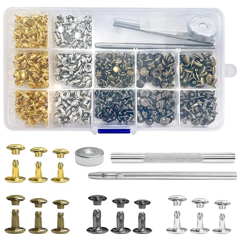 Vordpe 240 Stück Nieten Set, Nieten Für Leder, Nietenzange Set Kleidung, 8mm 6mm Nieten 4 Farben, Für Diy Handwerk Lederschuhe, Taschen, Jeans, Uhrenarmbänder