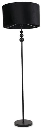 ValueLights | Matt Black Stacked Ball Single Stem Standing Floor Lamp with Black Velvet Shade | Floor Lamps & Torchieres, Home Décor & Improvement Essential | Includes Bulb