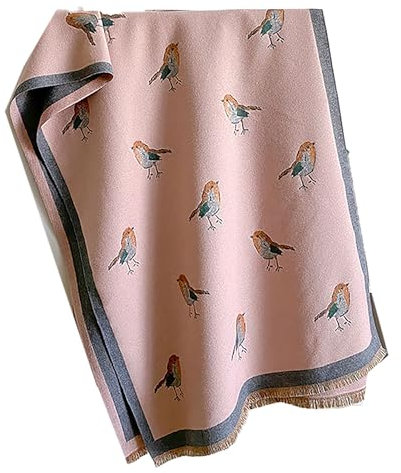 GFM® RNSHL-88-A-BGLB Weihnachtstuch, Motiv: Rotkehlchen, Kaschmir-Textur, Rnshl Schal, Rosa, Rnshl-Schal, Rosa, L
