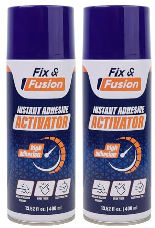FIX & FUSION Activateur Spray (400 ml) | Accélérateur Séchage pour Colle Cyanoacrylate (CA) Super Glue | Bois, Plastique, Caoutchouc, Granit & Bricolage | Adhérence Renforcée, Séchage Rapide (2 Pack)