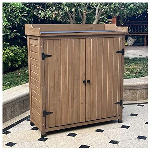 Garten-Aufbewahrungsschuppen, Werkzeugschrank, Organizer für Hinterhof, Garage und Garten, Braun (96 x 43 x 107,5 cm)