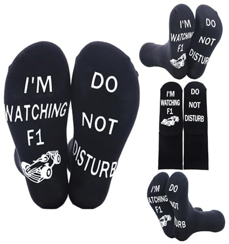 Yphzmtz Calzini divertenti novità calze da corsa, regalo di compleanno da uomo per F1 amante novità Racing Fan regalo, Nero , Taglia unica