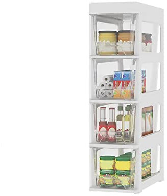 Badezimmer-Unterschrank, Aufbewahrungsschrank, 18 cm (7 Zoll), freistehender, schmaler Toilettenpapier-Aufbewahrungsschrank aus Kunststoff mit durchsichtigen Schubladen und Rollen, vertikale Aufbewah