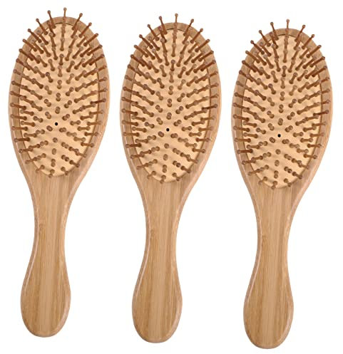 NOLITOY 3stücke Teiliges Bambus Haarpflege Leichter Antistatischer Kopfhaut-massagekamm Mit Luftgepolstertem Design Tragbarer Kamm Für Haartypen Für Männer Und Frauen Feucht Und Trocken