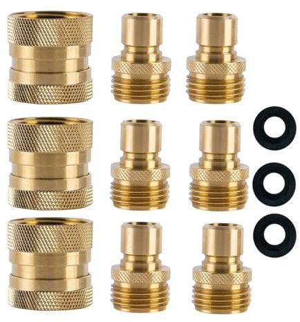 Aurgiarme Connecteur de tuyau d'arrosage mâle femelle en laiton massif raccords rapides raccords 1,9 cm adaptateurs GHT coupleur femelle mâles