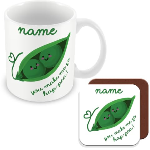 MUGGZ - Personalised - Mug & Coaster - Two Peas in a Pod - Best Friends or Couple Gift