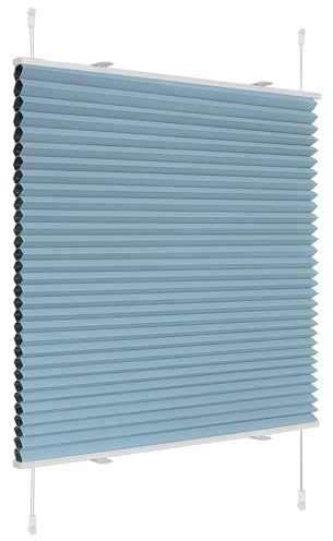 Plissee Verdunklung Klemmfix Wabenplissee B80 x H110 cm Blau Thermoplissee ohne Bohren Faltrollo für Fenster & Tür, 100% Blickdicht, Sicht- & Schallschutz Wärmehaltung Verdunklungsplissee