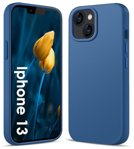 Filoto Liquid Silicone Case for iPhone 13 & iPhone 14 (6.1 inch) - Ultra Thin Full Body Protective Case, 4-Layer Shockproof Structure, Soft Scratch Resistant Microfiber Lining, Dark blue