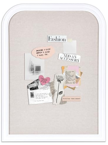 Aitakatta Bulletin Board with Linen, 23.6x17.7 inches Bulletin Board with White Wood Style Frame, Decorative Hanging Pin Board Vision Board Message Board for Office School Home Decor(2R&2S,L-4560,1p)