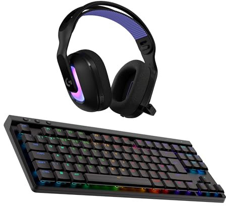 Logitech G G522 LIGHTSPEED Wireless Gaming Headset & G515 LIGHTSPEED TKL Wireless Gaming Keyboard, Premium Headset and Keyboard with Bluetooth® and Wired connectivity - For PC, QWERTY UK - Black