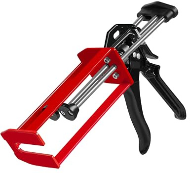 Epoxy Gun Dual Component 200ml – Manual 1:1 & 2:1 Ratio Adhesive Applicator for Epoxy, Urethane, Acrylic,High-Thrust 2-Part Adhesive Gun for Panel Bonding, Structural & Plastic Repair,Red