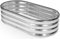 INNO STAGE Galvanized Steel Raised Garden Bed – 120x60x30cm (4x2x1ft) Oval Metal Planter Box with Safety Edging & Free Gloves | Outdoor Raised Bed for Vegetables, Flowers, Herbs & Fruits (Silver)