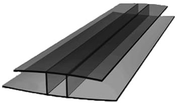 H-Profil Polycarbonat 1500mm Rauchgrau 8mm – Stegplatten Verbinder für Doppelstegplatten | Hohlkammerplatten Verbindungsprofil für Gewächshaus & Überdachungen