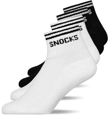 Snocks Retro Sneaker Socken (4 Paar) aus Bio Baumwolle - Knöchelhoch Sneaker Socken mit Streifen - Sneaker Socken Herren & Damen