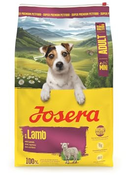 JOSERA Mini Adult Lamm (1 x 10 kg) | Premium Trockenfutter für ausgewachsene Hunde kleiner Rassen | mit Süßkartoffel, Kräuter & Früchten | kleine Kroketten | extraverträglich | getreidefrei | 1er Pack