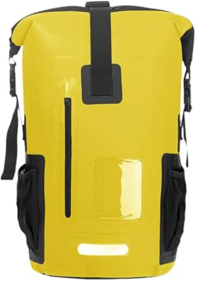Ronyme 55L wasserdichter Rolltop-Trockenrucksack Dry Bag 33x58cm Ergonomisches Design PVC für Bootfahren Segeln Leichtgewicht Vielseitig, Gelb