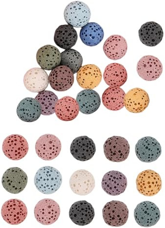 PAMINGONO 33stücke Lavaperlen Für Diffusoren Runde Aromasteine Ohne Natürliche Duftverbreitung Mit Ätherischen Ölen Geeignet Für Auto Büro Und Zuhause