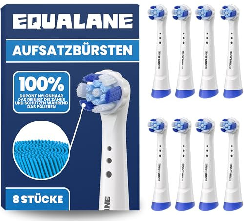 EQUALANE - Aufsteckbürsten kompatibel mit Oral B iO Zahnbürsten - Weiß - 8 Stück