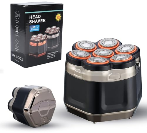OSDUE Glatzen Rasierer Herren, Wasserdicht Flexibler Glatzenrasierer, Wiederaufladbar Typ-c Rasierer Kopfrasierer Glatze Herren, Magnetische Head Shaver Men, Leicht zu Reinigen, Akkulaufzeit 120 Mins