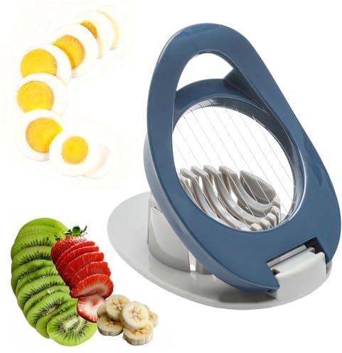 Eierschneider Edelstahl,Multifunktionaler Eierschneider- Ergonomischer Griff & Aufhängeloch für platzsparende Aufbewahrung Spülmaschinenfester Slicer für Eier Erdbeeren weiche Früchte