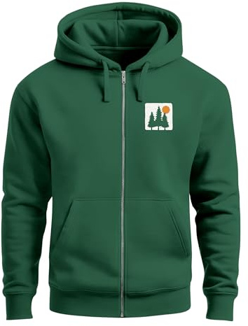 Neverless® Herren Sweatjacke mit Kapuze Print Bäume Logo Sweatshirt Zipjacke Zip-Hoodie Männer Fashion Streetstyle