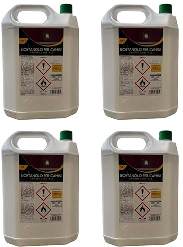 Bioetanolo Ecologico Naturale 4X5 LT | Combustibile Vegetale Inodore Per Caminetti E Stufe | Alta Qualità | Fiamma Pulita E Sicura
