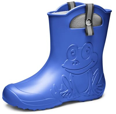 Ladeheid EVA Gummistiefel Damen warm gefüttert durch herausnehmbaren Innenschuh leichte wasserdichte Regenstiefel Griffe zum Anziehen rutschfeste Sohle LA-CA-23