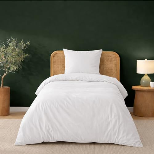 Dreamzie - Bettwäsche 140x200 + 1 Kissenbezug 65x65 cm - 100% Mikrofaser | Weiß · Bettbezug · 2 Teile · Weich · Hautfreundlich · OEKO-TEX · Reißverschluss · Pflegeleicht · Langlebig