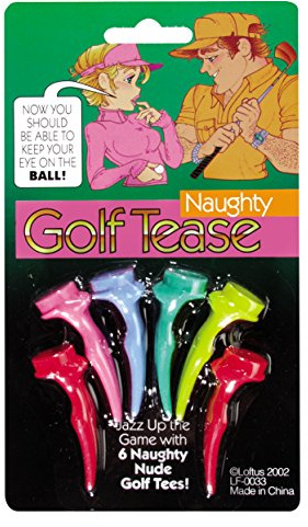 Charter Naughty Nude Lady Golf Tees - Men's Multicolor Cartoon Golf T-Shirt - 6 Count - Small - Short Sleeve - Crew Neck - Adult - Golfers Joke Prank
