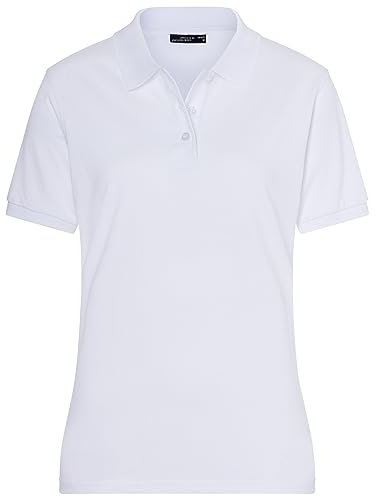 James & Nicholson Damenpolo Classic - Piqué-Poloshirt mit gestrickten Bündchen | Farbe: White | Grösse: XXL
