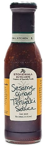 Stonewall Kitchen Sesame Ginger Teriyaki Sauce, 330 ml – Exotisch-würzige BBQ-Sauce mit Sesam und Ingwer, ideal zum Marinieren und Glasieren