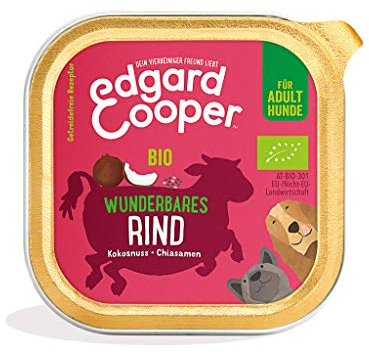 Edgard & Cooper Bio Nassfutter für Hunde mit Bio-Rind, getreidefrei, proteinreich, ohne Zuckerzusatz, 17x100 g, hypoallergen, für erwachsene Hunde
