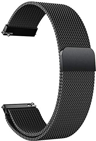 LYYLTX Metal Magnetic Watch Band Mesh Woven Quick Release Strap Adjustable Stainless Steel Replacement Straps for Women Men 14mm 16mm18mm 20mm 22mm 24mm (20mm,Black)