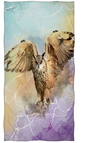 Violetpos Badetuch Eule Violett 70 cm x 140 cm Strandtuch