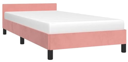 vidaXL Bettgestell mit Kopfteil Einzelbett Polsterbett Bett Bettrahmen Lattenrost Samtbett Schlafzimmerbett Schlafzimmermöbel Rosa 100x200cm Samt