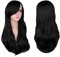Aomig Lange lockige Haar Perücken für Frauen, Natürlich Synthetische Perücke mit Pony für Damen, Wavy Hitzebeständige Perücken mit Brille Haarnetz für Alltag/Party/Cosplay(Schwarz)
