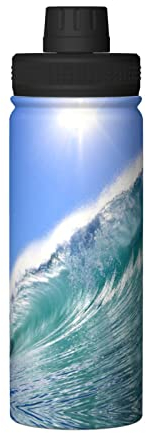 MIXMEY Big Ocean Wave HD-Print Sport-Wasserkocher, isoliert, praktisch, doppellagig, Edelstahl-Wasserkocher