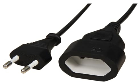 MC Power - Netzkabel Verlängerungskabel 1 Meter | Steckdosenverlängerung Eurostecker - Euro-Kupplung Typ-C Stromkabel-Verlängerung für Haushaltsgeräte, Elektrogeräte schwarz