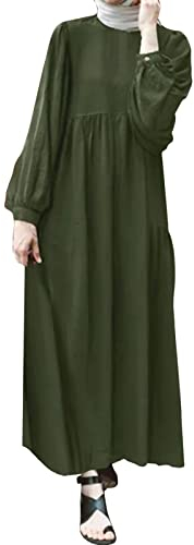 callmo Kleidung Damen,Gebetskleidung Abaya Damen Langarm Islamische Muslimische Kleid Arabisch Türkische Robe Ramadan Lang Gebetskleid Dubai Kleid