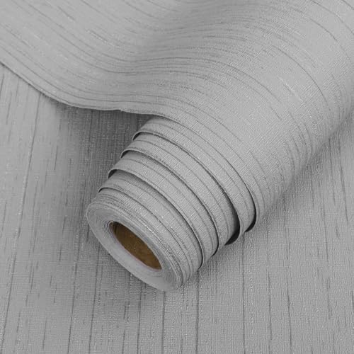 Arthome Papier Peint Adhesif Mural 60cmx10m Papier Peint Texturé Toile D'herbe Auto Adhésif Amovible Papiers Peints Pour Chambre Coucher Salon Plan de Travail Revêtement Mural à Coller (Foncé Gris)