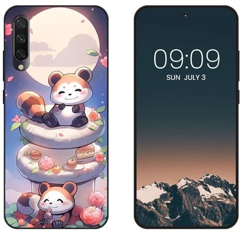 WUACYEAMING per Xiaomi Mi A3 Cover,antiurto in silicone TPU morbido antiscivolo custodia protettiva con motivo dipinto nero Carino Moda Protezione Case-Animali di piccola taglia