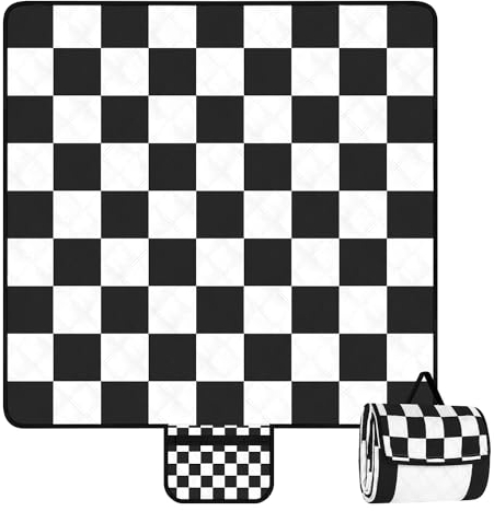 Jopee Picknickdecke 200x200cm, Waschbar und Faltbare Wärmeisoliert Stranddecke Sandfrei mit Tragegriff, Tragbare und Faltbare Strandmatte, Campingdecke für Picknick, Wandern, BBQ, Reisen - Schwarz